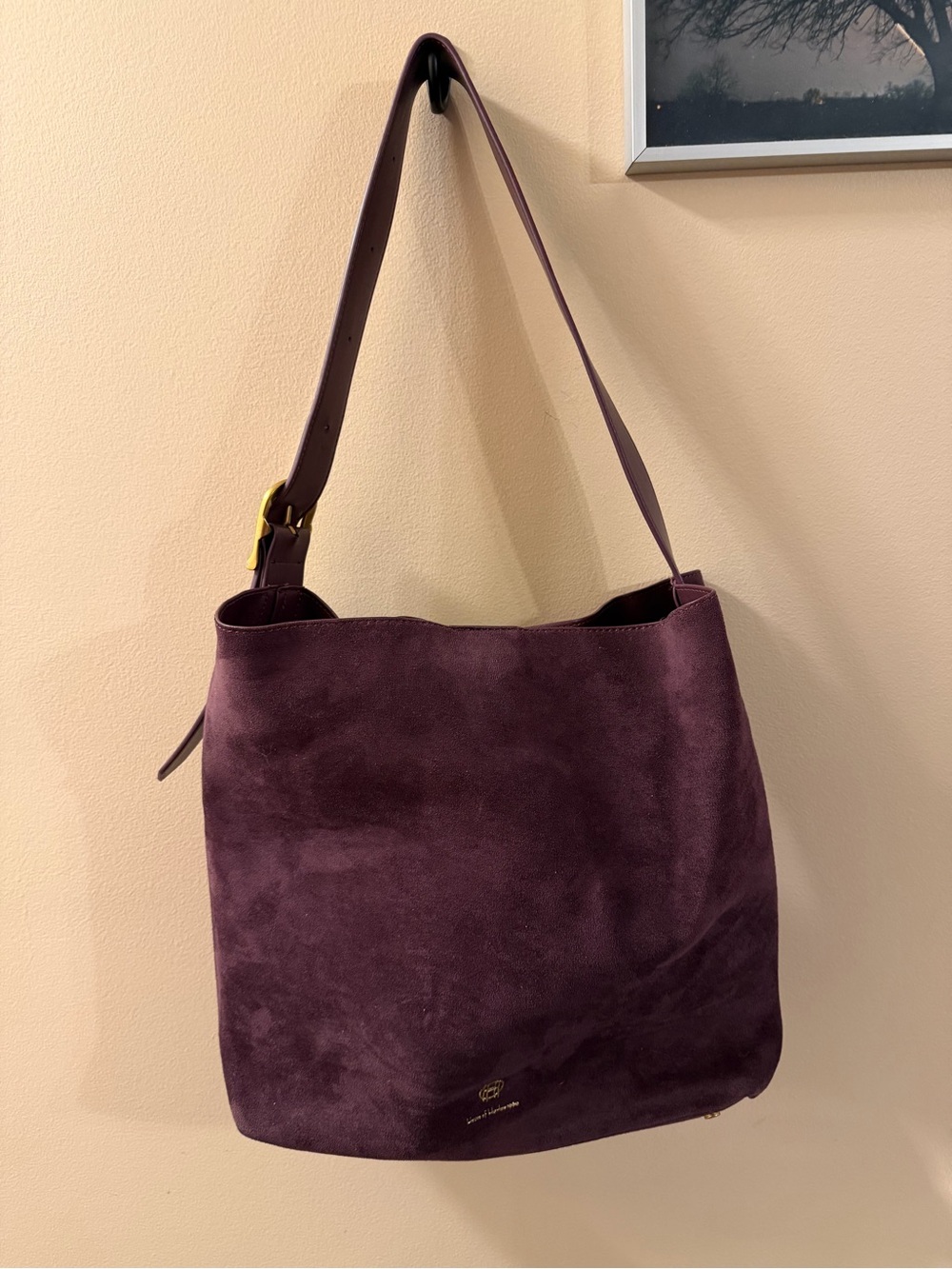 House of Harlow Suede Shoulder Bag in Deep Plum and matching cardholder wallet - Picture 2 of 14